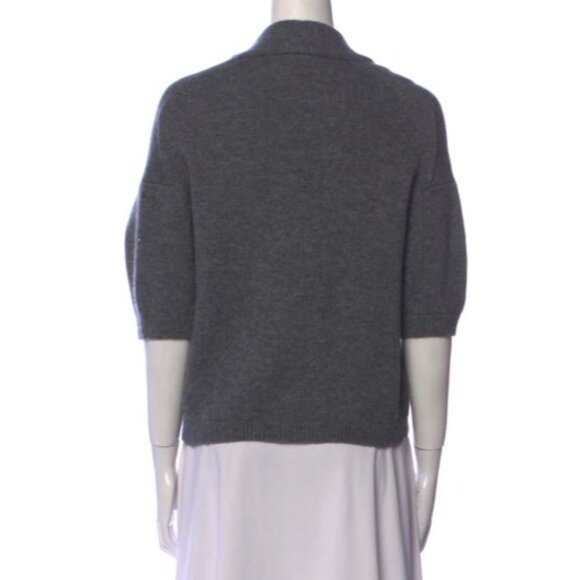 Vince Charcoal Cashmere Alpaca Wool Short Sleeve Cardigan - Picture 6 of 6